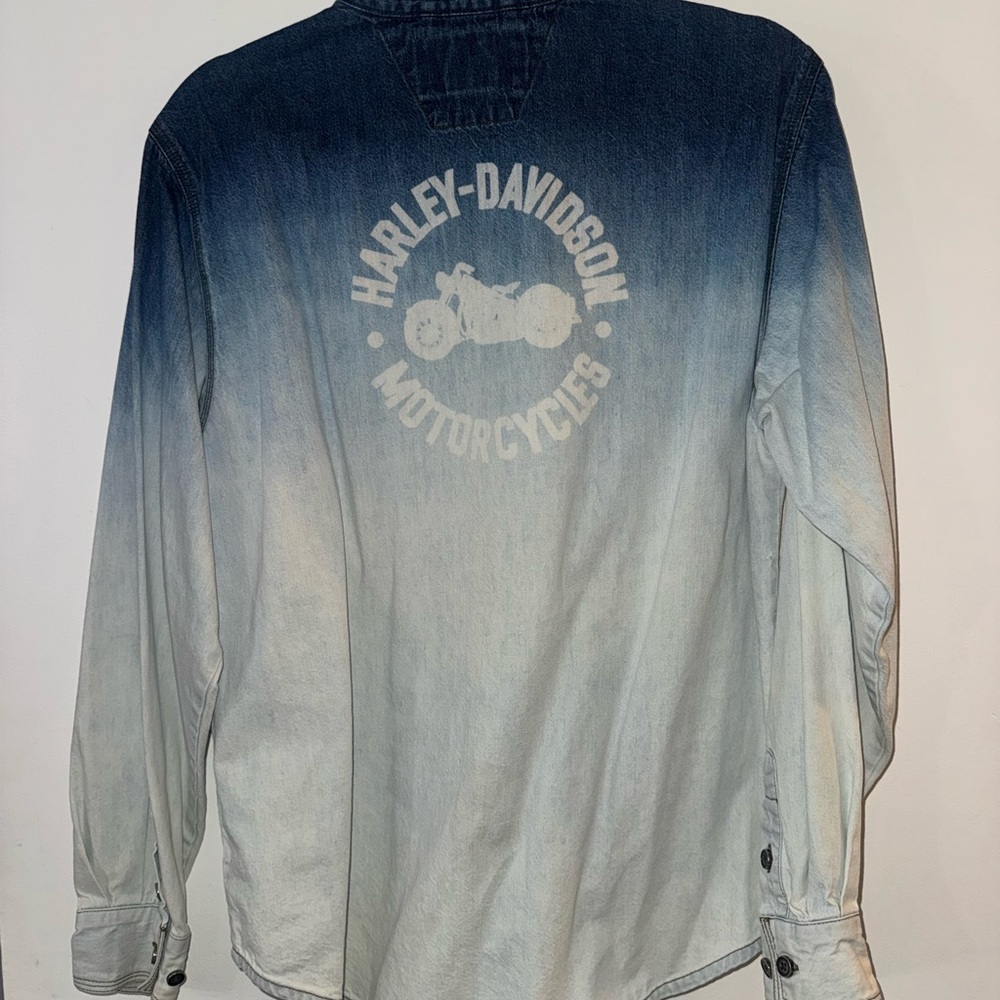 Harley-Davidson Gradient Denim Shirt in Blue and White